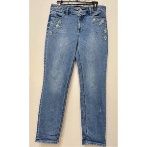 Talbots women’s denim jeans ankle beaded us12 L94-12